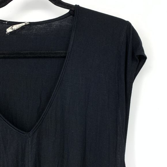 Intimately Free People Cap Sleeve Bodysuit Womens Size Large Black V-Neck - Picture 5 of 7